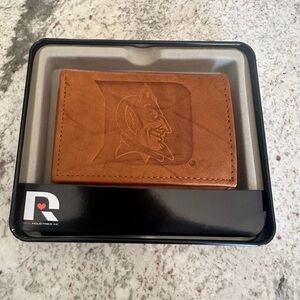 Duke University engraved leather wallet.